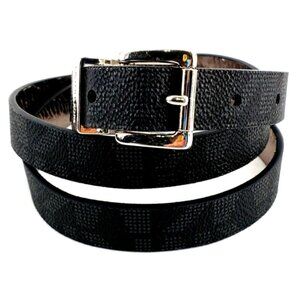 Michael Kors Women's Waist 36" to 39" Black Casual Textured MK Print Belt